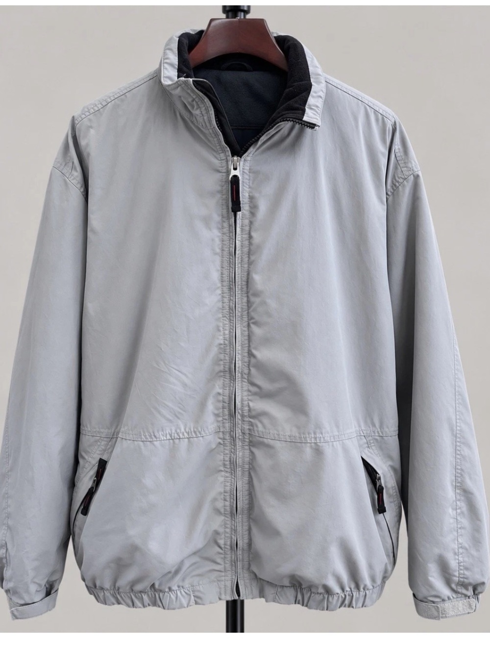 AIGLE Windbreaker Jacket Men’s XXL Gray Fleece Collar Outdoor